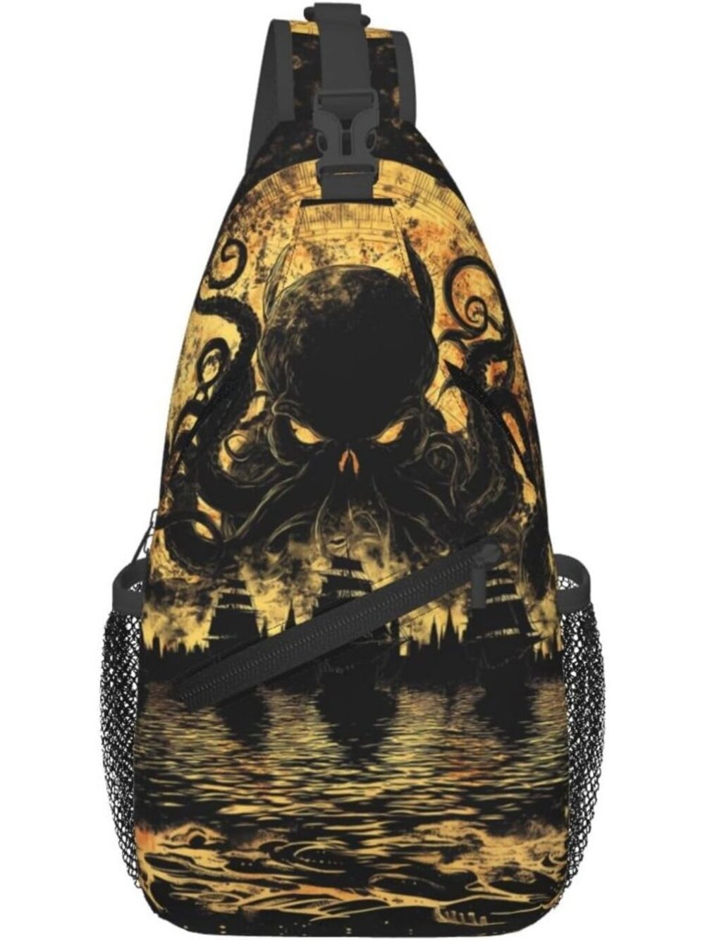 Unisex Octopus Board Skeletons Sling Backpack Chest Hiking Travel Crossbody Bag